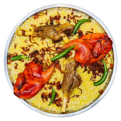 2 Chicken Mandi, 2 Mandi Meat, and a family-sized Pepsi | 2مندي دجاج مع 2 مندي لحم مع بيبسي عائلي